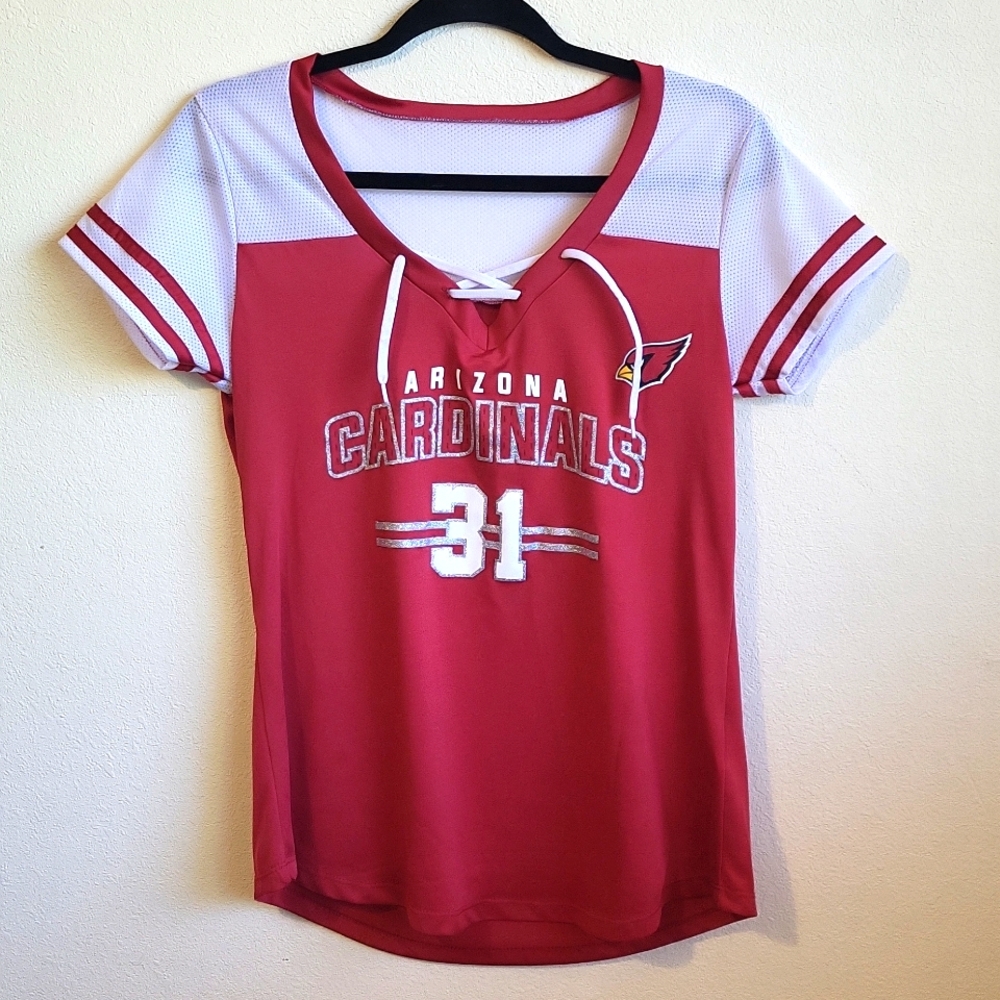Arizona Cardinals v neck lace-up mesh upper jersey. #31 Johnson. Medium
